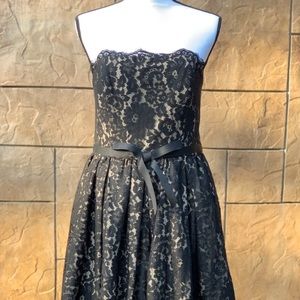 Black & nude lace cocktail dress